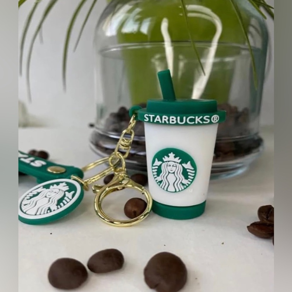 Starbucks Keyring Silicone Accessory Green/White Strap for coffee Enthusiast NWT - Picture 4 of 4